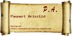 Paunert Arisztid névjegykártya